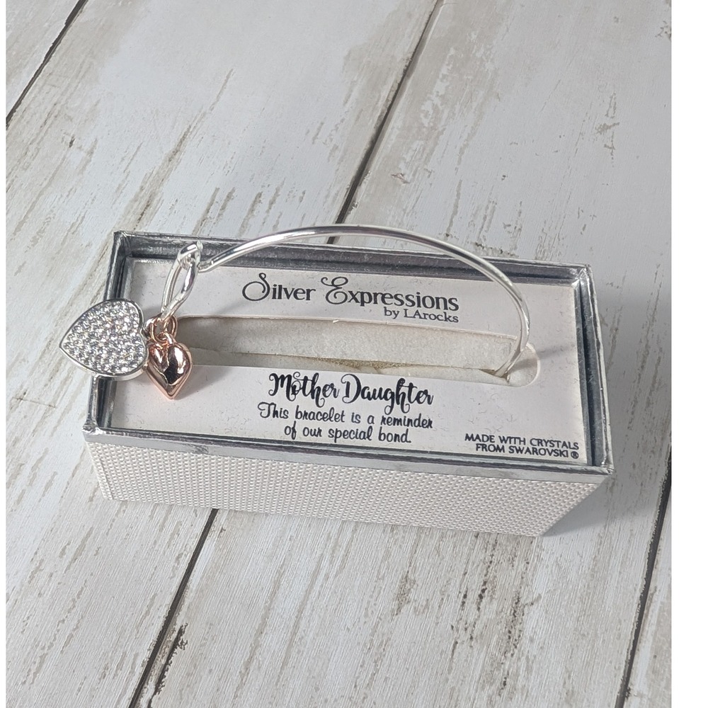 Silver‎ Expressions Mother Daughter Friends Bangle Bracelet Swarovski Crystals